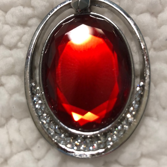 Paparazzi Red With White Rhinestones Necklace set - Picture 8 of 12